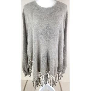 Mes Demoiselles Ayana Sweater Gray Alpaca Fringe Long Sleeve Women's Size 2 Soft